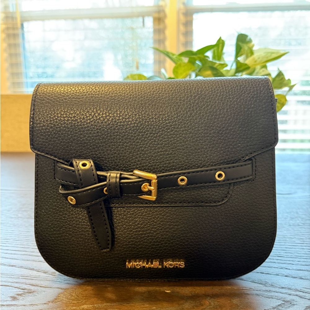 Michael Kors Black Leather Crossbody Bag